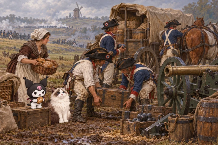 Kuromi és Jani: A valmyi hadsereg mögött, 1792. Generált történeti illusztráció.